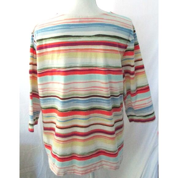 Christopher & Banks Women's Petite Multi Color Striped 3/4 Sleeve Shirt Size PXL - Picture 5 of 11